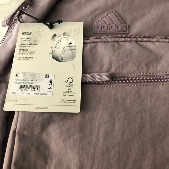 Adidas Weekender Backpack- Preloved Fig Purple- New - Picture 4 of 4